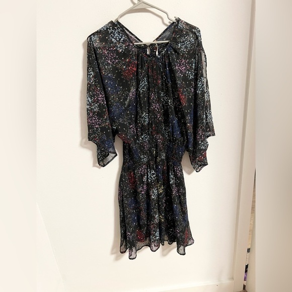 NWT Free People Anna Mini Chiffon Dress Colorful Metallic Open Back size XL - Picture 4 of 13